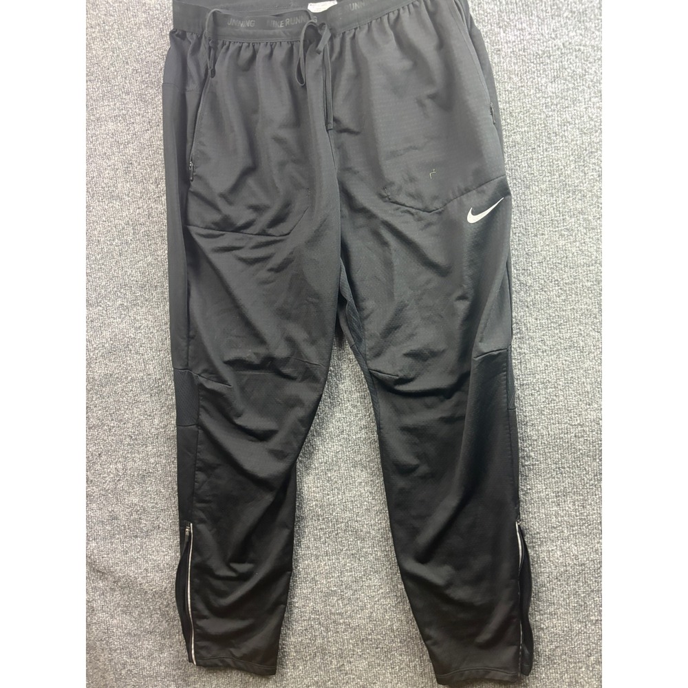 Nike Running Pants Mens Large Black Dri-FIT Zipper Ankle Joggers CU5397-010